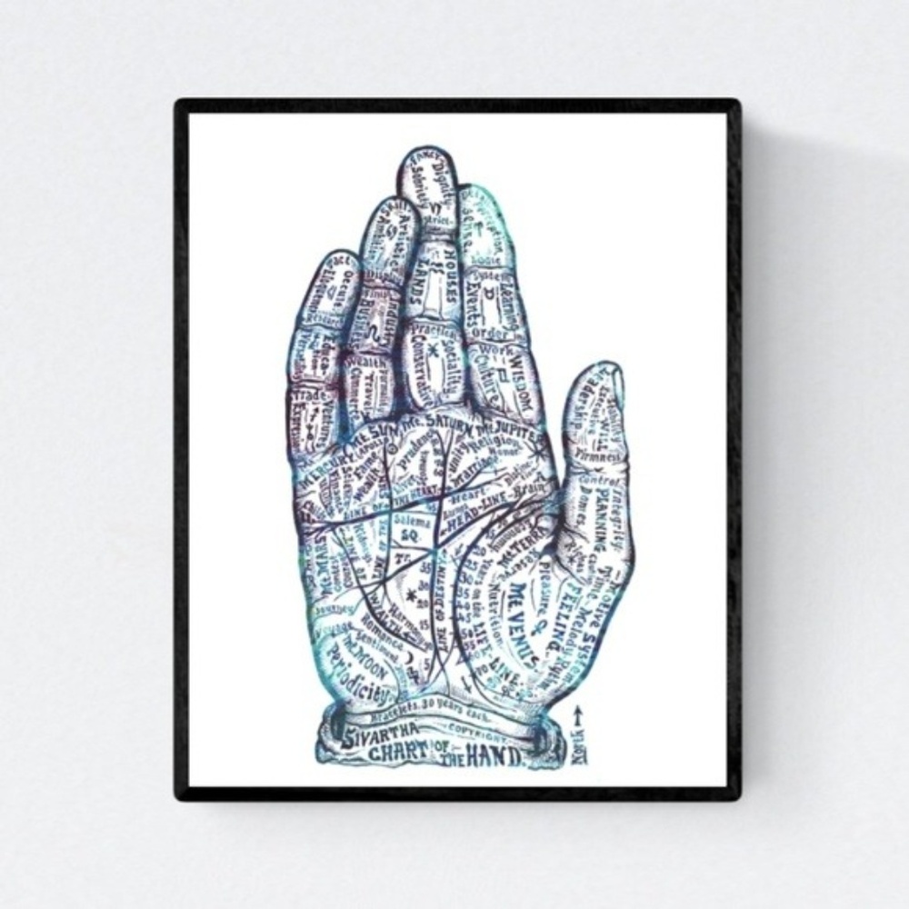 Hand palmistry Halloween abstract art print 8x10